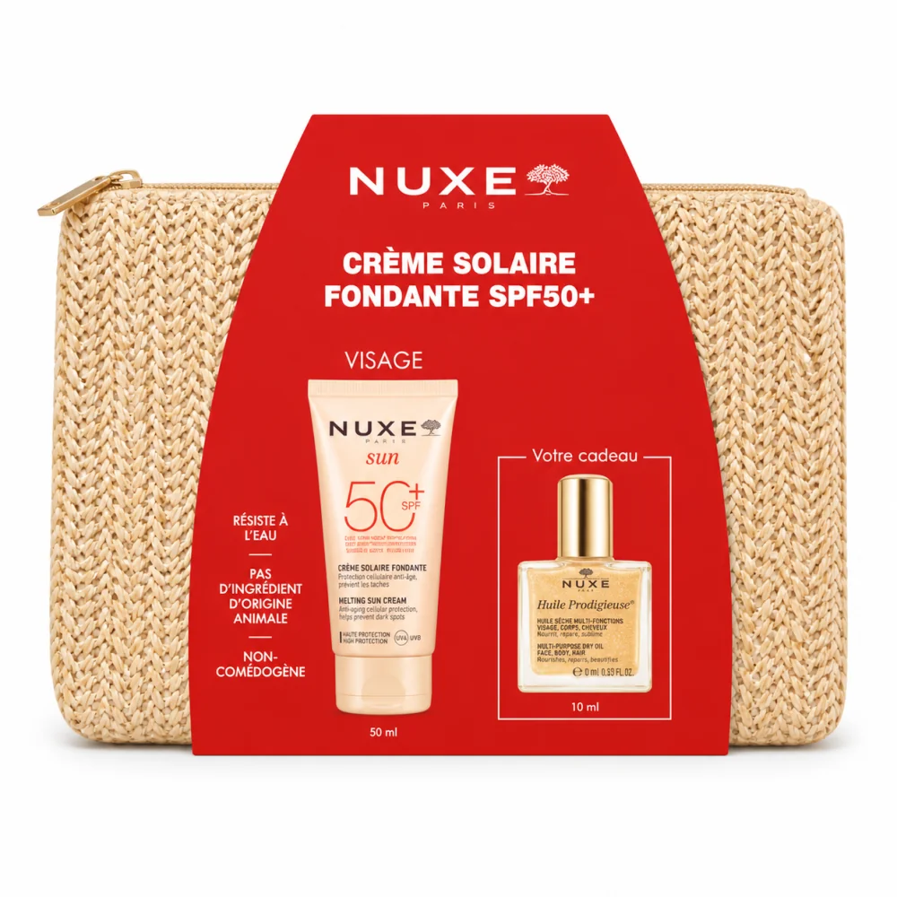 NUXE - CREME SOLAIRE FONDANTE SPF50 + HUILE PRODIGIEUSE ET TROUSSE OFFERTES