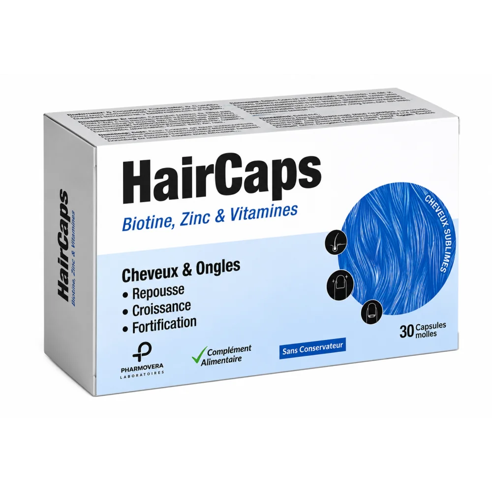 PHARMAVERA - HAIRCAPS BIOTINE  ZINC VITAMINES  30 GELULES