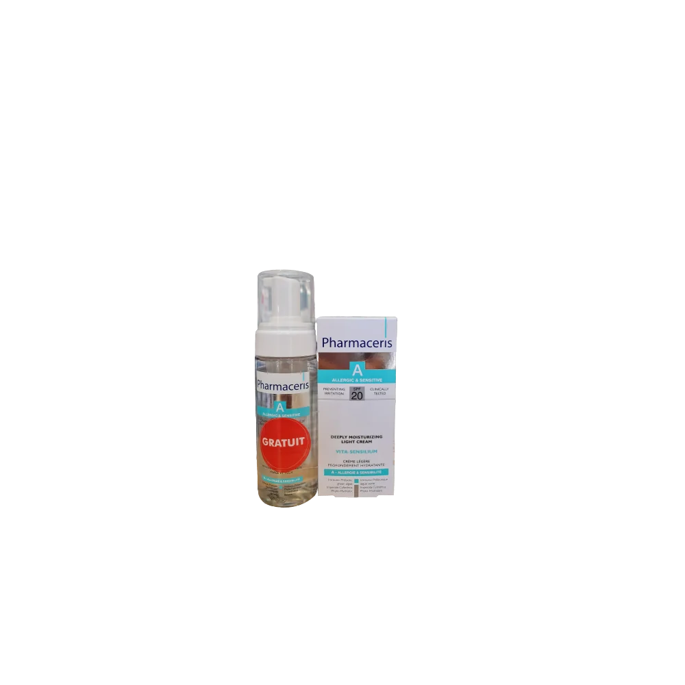 PHARMACERIS A COFFRET CREME HYDRATANTE LEGERE UV20+ MOUSSE NETTOYAN...