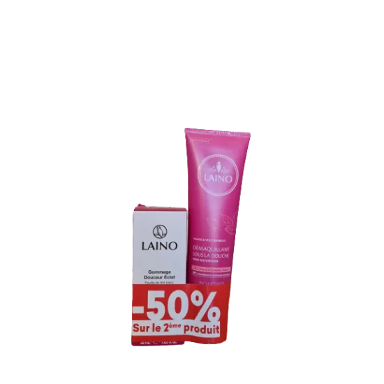 LAINO COFFRET GOMMAGE DOUCEUR ECLAT + DEMAQUILLANT SOUS LA DOUCHE V...