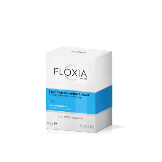 FLOXIA Savon Dermocosmétique Exfoliant ECLAIRCISSANT 125 G pour Beauté