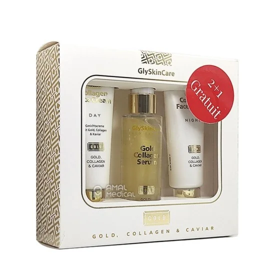 Coffret Gold Collagen Caviar - crème de jour + sérum + crème de nui...