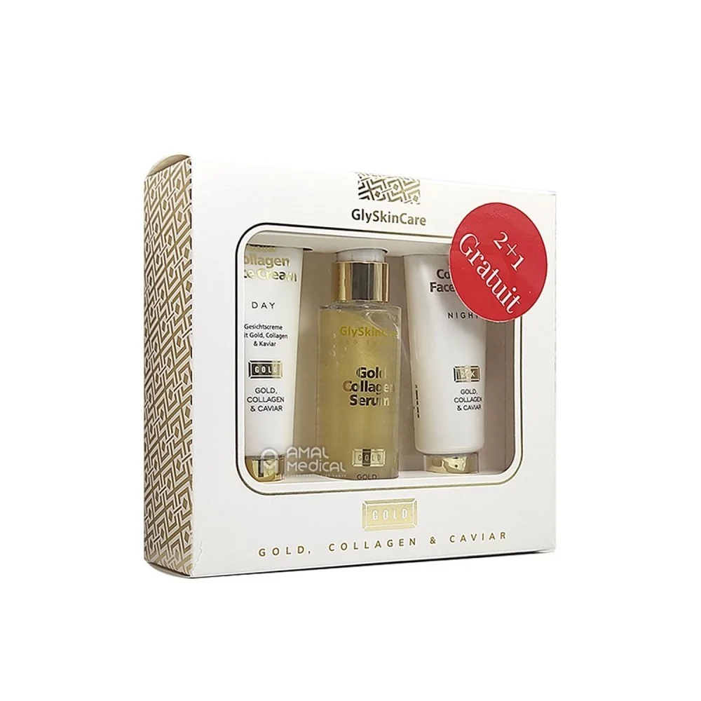 Coffret Gold Collagen Caviar - crème de jour + sérum + crème de nui...