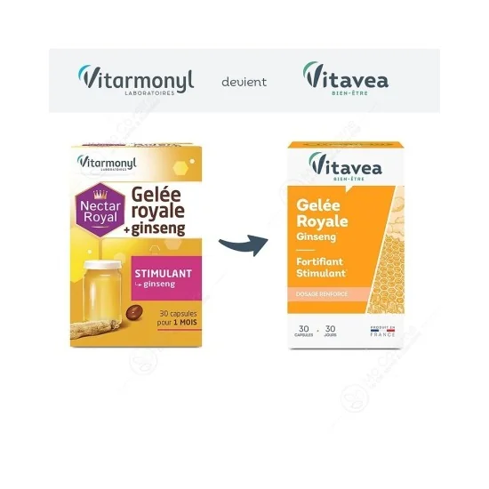 VITAVEA GELEE ROYALE + GINSENG, 30 CAPSULES pour Accueil