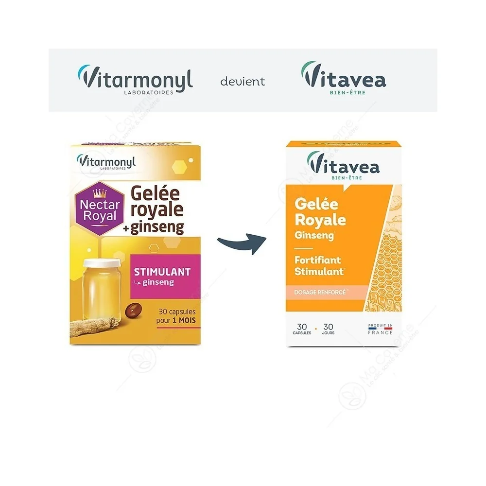VITAVEA GELEE ROYALE + GINSENG, 30 CAPSULES pour Accueil