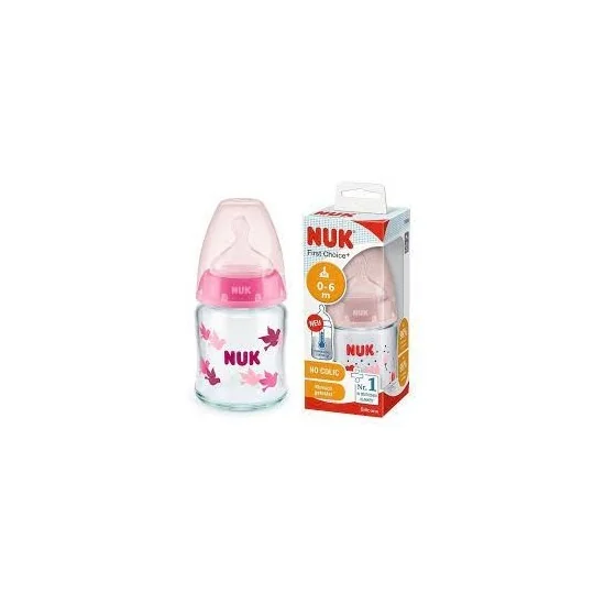 NUK First Choice + Biberon en Verre Bleu 120ml pour Accueil