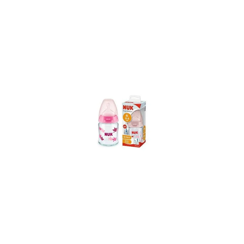 NUK First Choice + Biberon en Verre Bleu 120ml pour Accueil