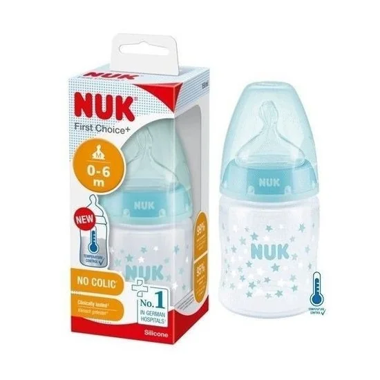 NUK First Choice + Biberon en Verre Bleu 120ml pour Accueil