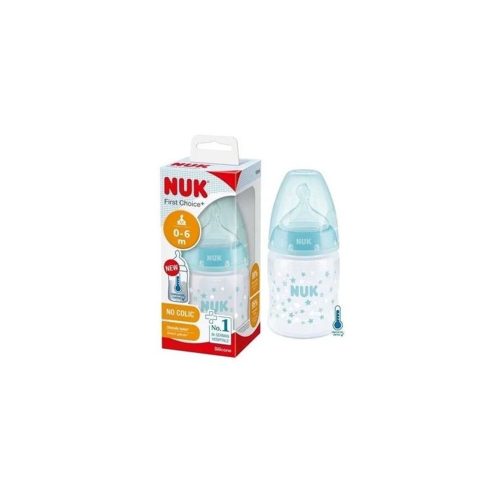 NUK First Choice + Biberon en Verre Bleu 120ml pour Accueil