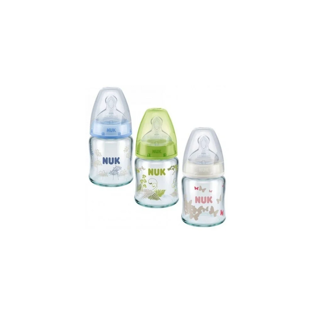 NUK First Choice + Biberon en Verre Bleu 120ml pour Accueil