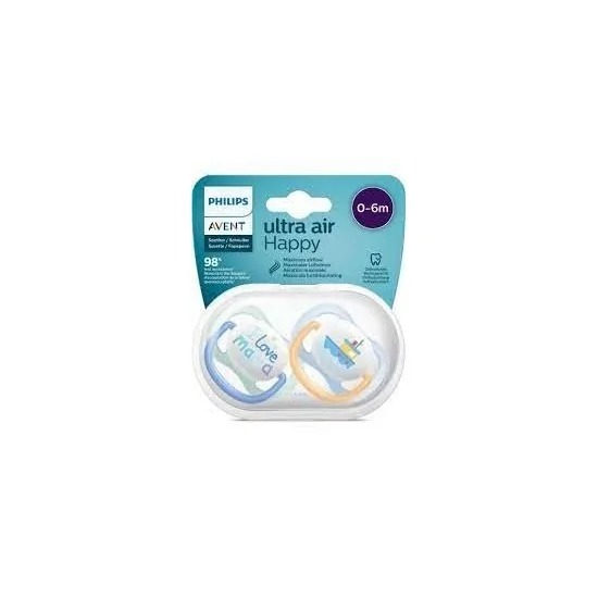 Avent sucette Natural Ultra Air Happy 0-6mois Bleu pour Maman et bébé