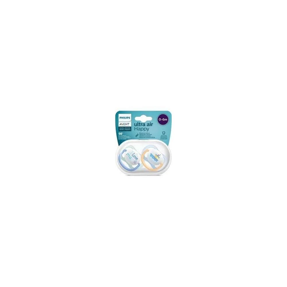 Avent sucette Natural Ultra Air Happy 0-6mois Bleu pour Maman et bébé