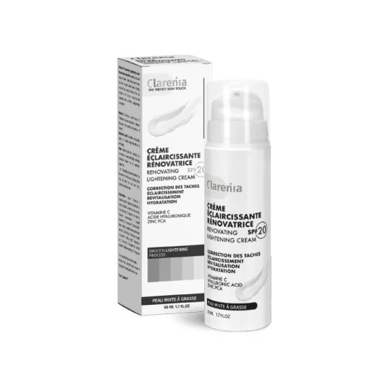 CLARENIA CREME ECLAIRCISSANTE RENOVATRICE SPF20 PEAU MIXTE A GRASSE...