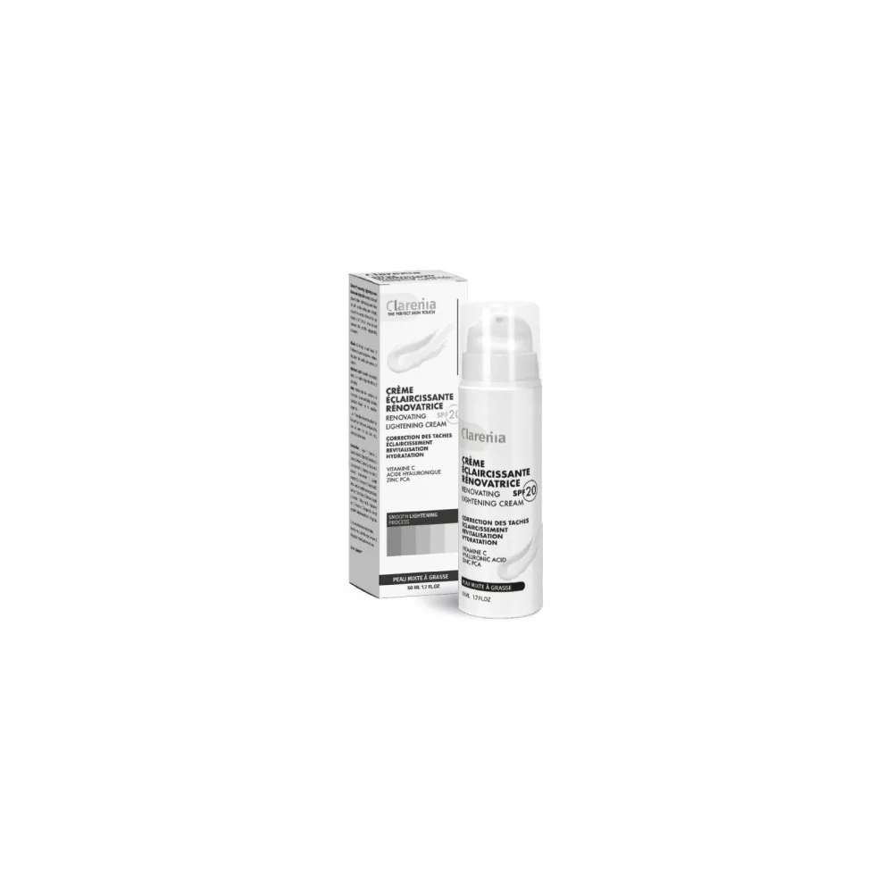 CLARENIA CREME ECLAIRCISSANTE RENOVATRICE SPF20 PEAU MIXTE A GRASSE...