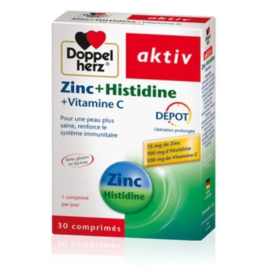 DOPPEL HERZ AKTIV - ZINC + HISTIDINE + VITAMINE C 30 COMPRIMES
