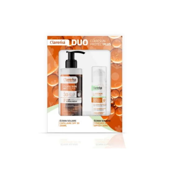 COFFRET SOLAIRE CLARENIA DUO ÉCRAN TOUCHER SEC SPF50+ ET ÉCRAN CAPI...