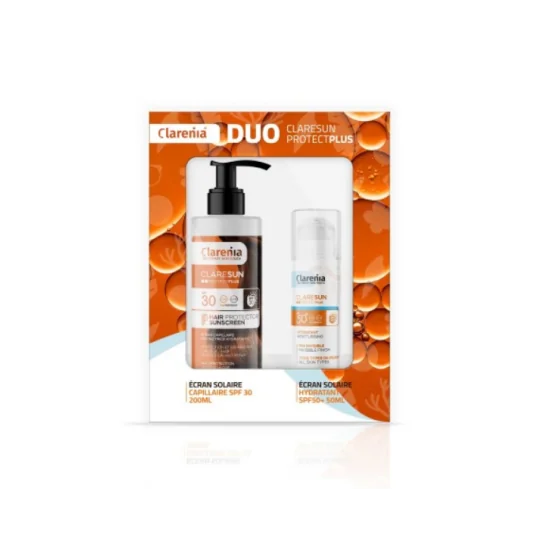 COFFRET SOLAIRE CLARENIA DUO ÉCRAN HYDRATANT INVISIBLE SPF50+ ET ÉC...