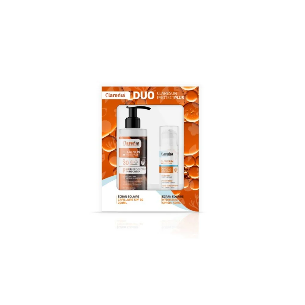 COFFRET SOLAIRE CLARENIA DUO ÉCRAN HYDRATANT INVISIBLE SPF50+ ET ÉC...