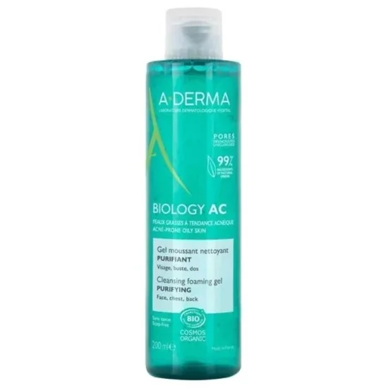 A-DERMA Biology AC Gel Moussant Nettoyant Purifiant Bio 200 ml pour...