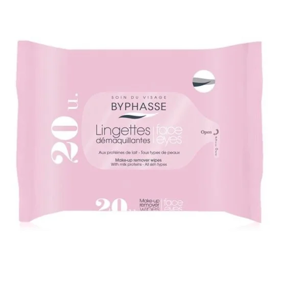 Byphasse lingettes démaquillantes 20 u. Protéines de lait visage et...