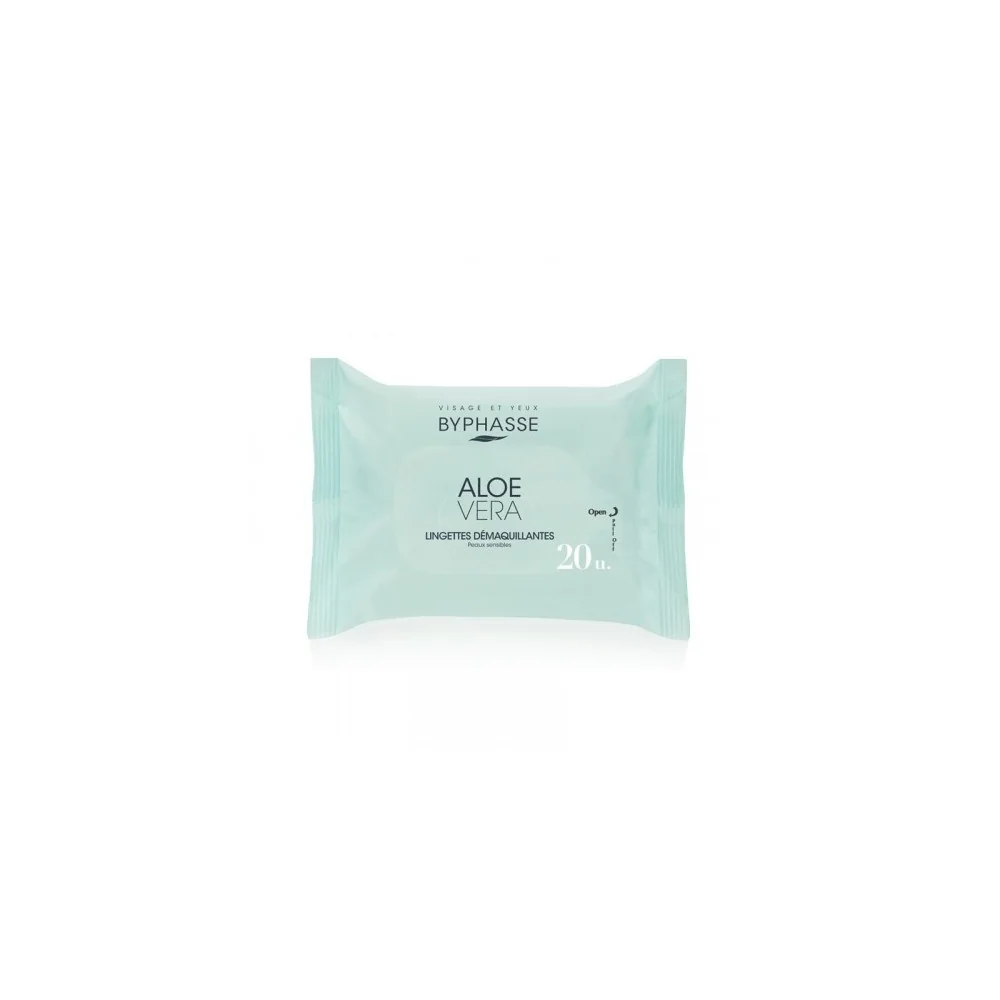 BYPHASSE LINGETTES DEMAQUILLANTES ALOE VERA 20 UNITES pour Beauté