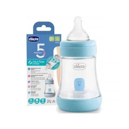 Chicco Biberon Perfect 5 Bleu 150ml Bleu pour Accueil