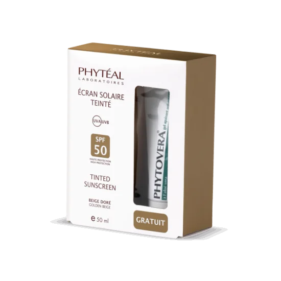 PHYTEAL ecran solaire teinte beige dore spf 50+ gel phytovera gratu...