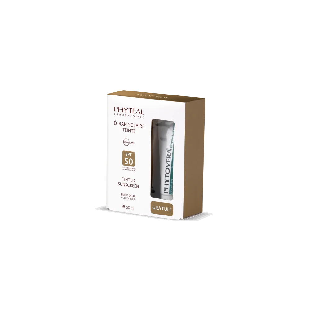 PHYTEAL ecran solaire teinte beige dore spf 50+ gel phytovera gratu...