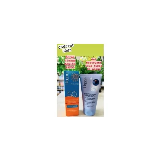 COFFRET LIRENE ECRAN VISAGE + GEL NETTOYANT TOUS TYPES DE PEAUX pou...
