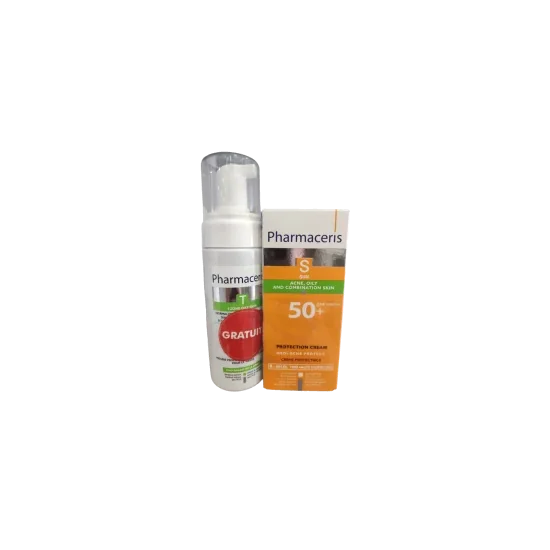 PHARMACERIS PACK ECRAN MEDI ACNE+MOUSSE NETTOYANTE T OFFERTE pour N...