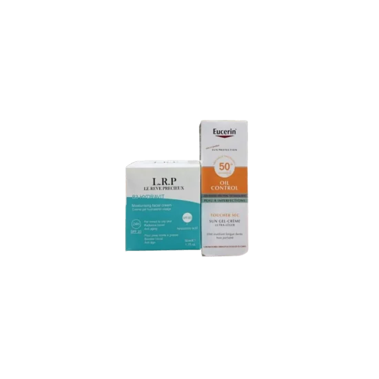 PACK EUCERIN OIL CONTROL SPF50+ + LRP CREME HYDRATANTE PEAU MIXTE p...