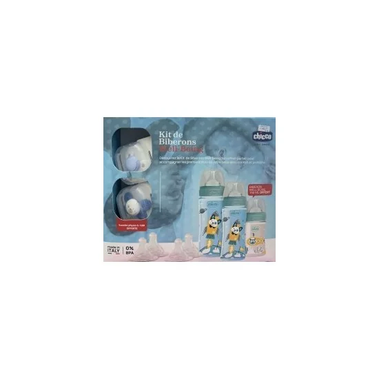 CHICCO Kit Biberons WELL-Being Bleu pour Nos Promotions