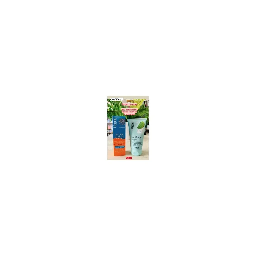 ECRAN VISAGE + GEL NETTOYANT PEAUX MIXTES A GRASSES pour Femmes