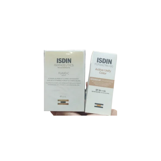 ISDIN FLAVO-C SERUM + ISDIN ECRAN ACTIVE UNIFY TEINTE pour Accueil