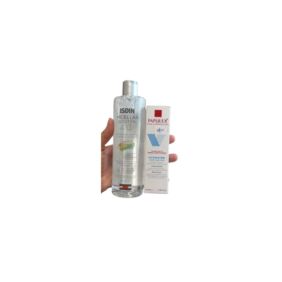 ISDIN SOLUTION MICELLAIRE 4EN1 + PAPULEX CREME OIL FREE pour Accueil