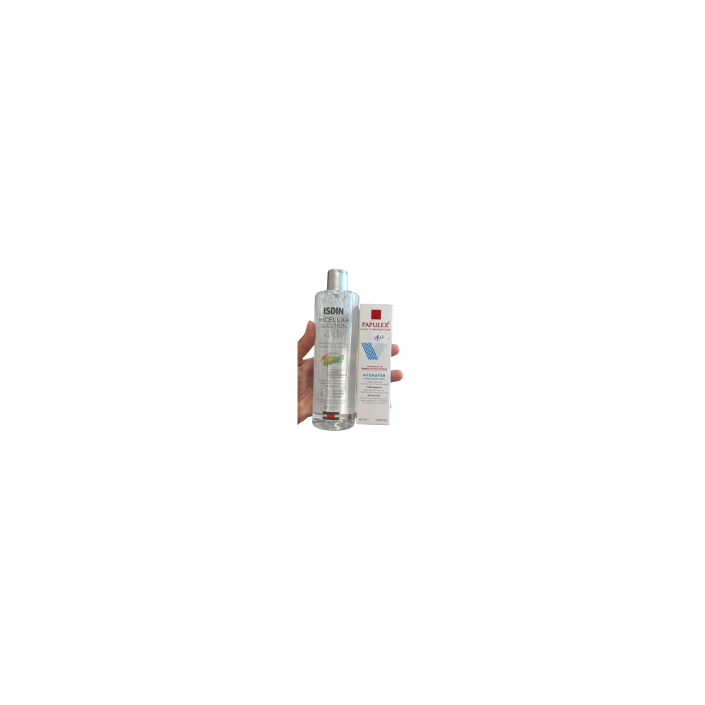 ISDIN SOLUTION MICELLAIRE 4EN1 + PAPULEX CREME OIL FREE pour Accueil