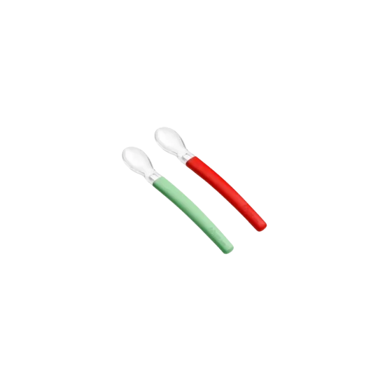 WEE BABY - LOT DE 2 CUILLERES EN SILICONE +6MOIS pour Maman et bébé