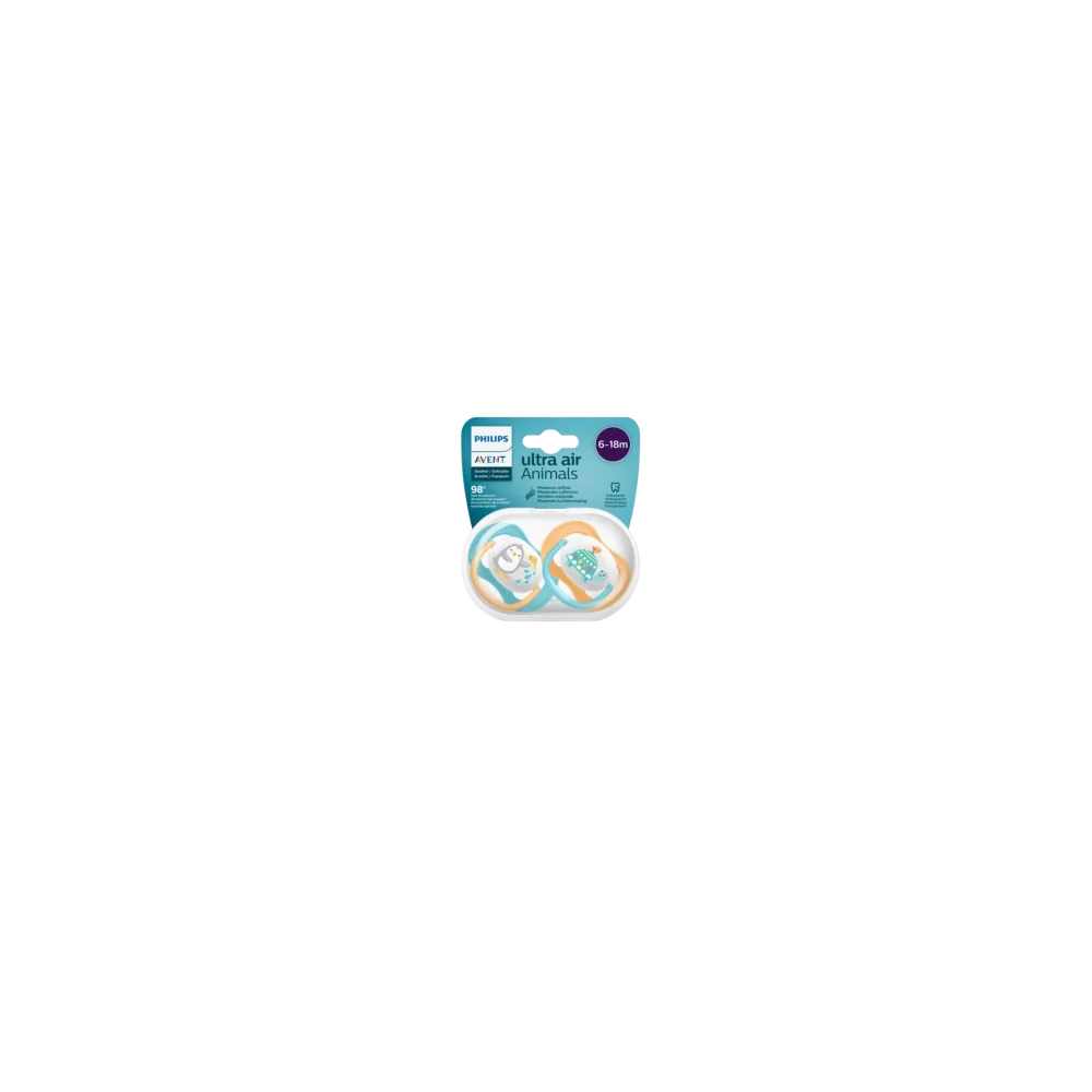 AVENT - LOT DE 2 SUCETTES ULTRA AIR ANIMALS 6-18MOIS pour Maman et ...