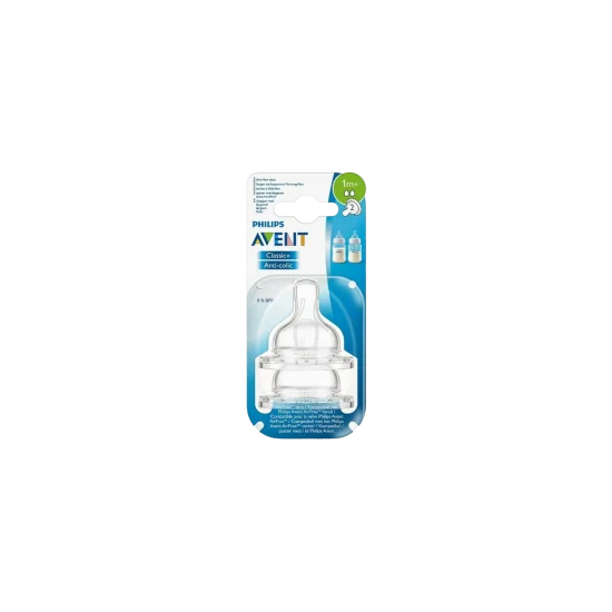 AVENT - LOT DE 2 TETINES CLASSIC+ ANTI COLIC +1MOIS pour Maman et bébé