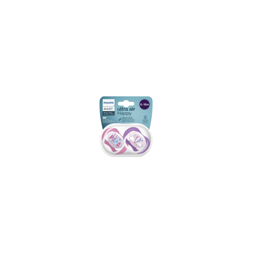 AVENT - LOT DE 2 SUCETTES ULTA AIR HAPPY 6-18MOIS pour Maman et bébé