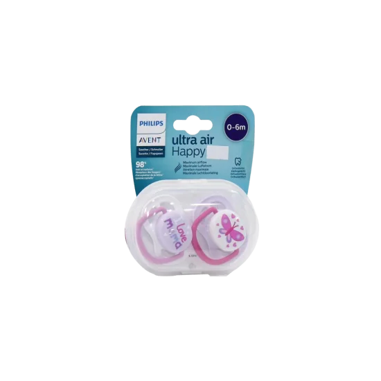 AVENT - LOT DE 2 SUCETTES ULTRA AIR HAPPY 0-6MOIS pour Maman et bébé