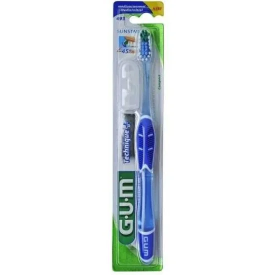 GUM Brosse à Dents TECHNIQUE Compact Médium 493 pour Beauté