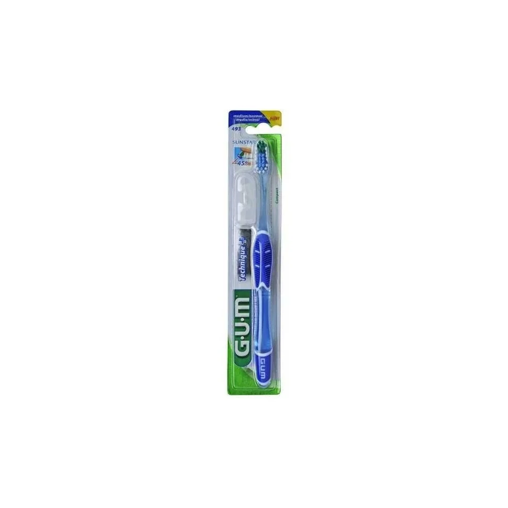 GUM Brosse à Dents TECHNIQUE Compact Médium 493 pour Beauté