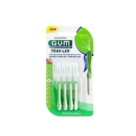GUM BROSSETTES 1414 TRAV-LER 4 BROSSETTES DE VOYAGE 1.1 MM pour Beauté