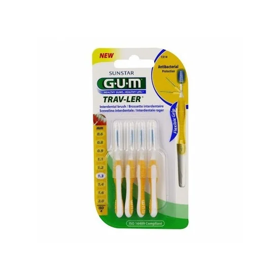 GUM BROSSETTES 1514 TRAV-LER 4 BROSSETTES DE VOYAGE 1.3 MM pour Beauté