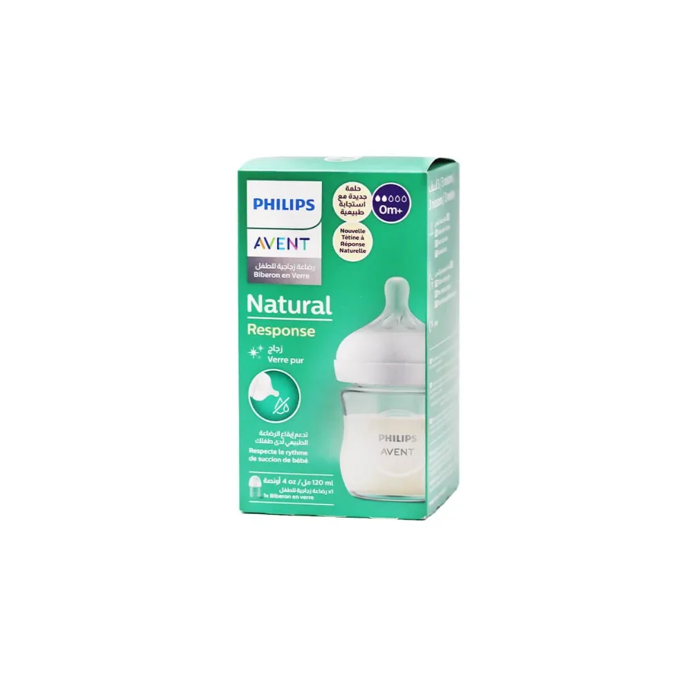 PHILIPS AVENT - BIBERON NATURAL RESPONSE EN VERRE +0 MOIS 120ML pou...