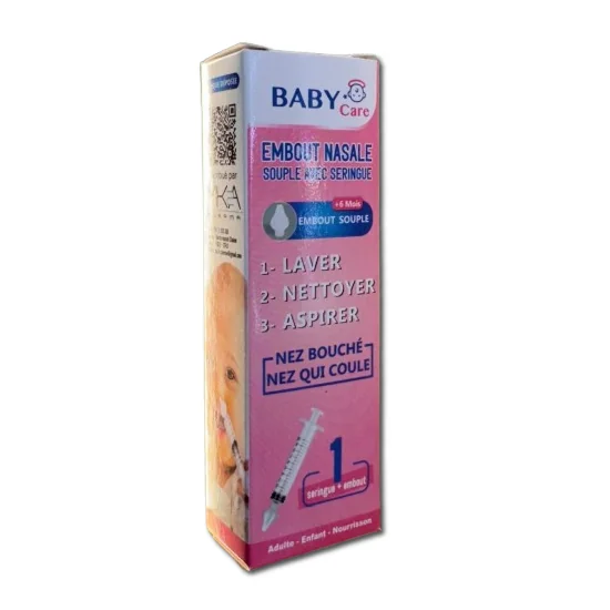 BABY CARE - EMBOUT NASALE SOUPLE AVEC SERINGUE +6MOIS pour Accueil