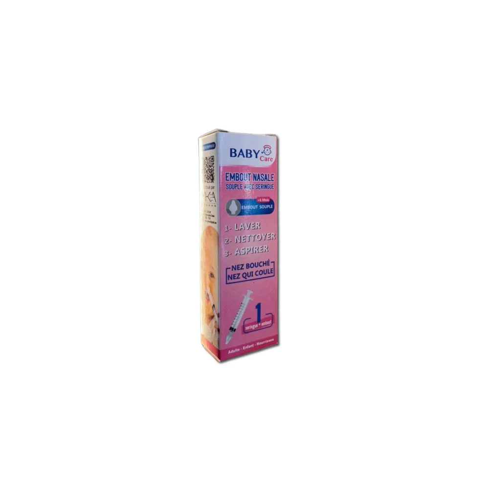BABY CARE - EMBOUT NASALE SOUPLE AVEC SERINGUE +6MOIS pour Accueil