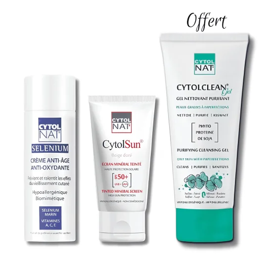 CYTOLNAT - PACK CREME ANTI AGE + ECRAN TEINTE BEIGE DORE + GEL NETT...