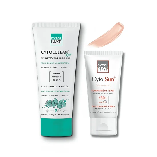 CYTOLNAT - PACK : GEL NETTOYANT PURIFIANT + ECRAN BEIGE NATUREL pou...